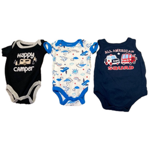 Lot Of 3 Boys Infant One Piece Snap On Outfits Garanimals Swiggles 0-3 Months